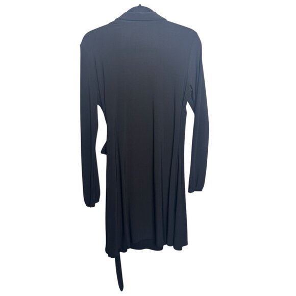 Star Vixen Black Wrap Dress Size Large Collared Long Sleeve Adjustable Fit Minim - Picture 2 of 2
